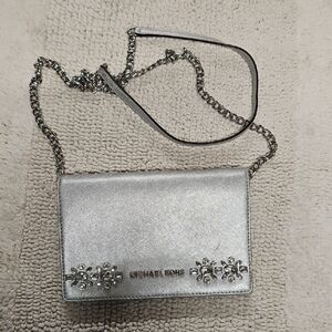 Michael Kors Silver Crystal-Accent Crossbody Bag